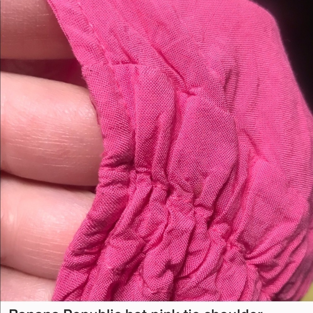 🌷Banana Republic Hot Pink Tie Shoulder Wrap Top - Picture 9 of 10